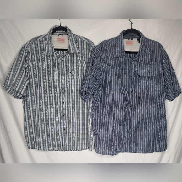 Wrangler Bundle Lot Men's Short Sleeve Button Up Blue Plaid Outdoor Shirts XL - Picture 1 of 13